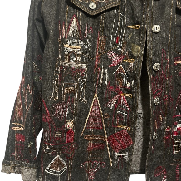 Parsley & Sage Vintage Artistic Embroidered Denim Jacket - Picture 2 of 11